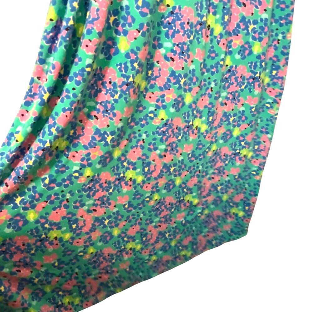 Lilly Pulitzer Floral Maxi Dress Scoop Neck 3/4 Sleeves Green Blue Large - Picture 5 of 9